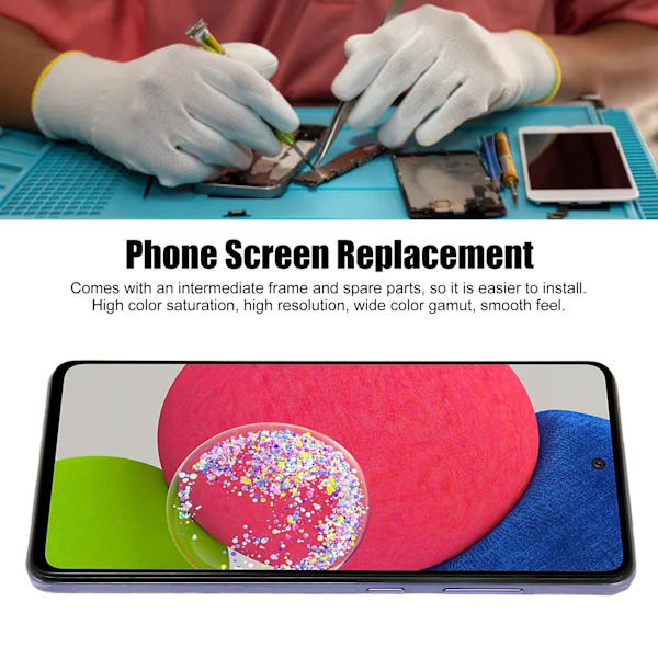 Telefon LCD-skjermutskifting 6,5 tommer Multi Touch-telefonskjerm Digitizer-enhet med ramme for A526 A526U A526T A526V
