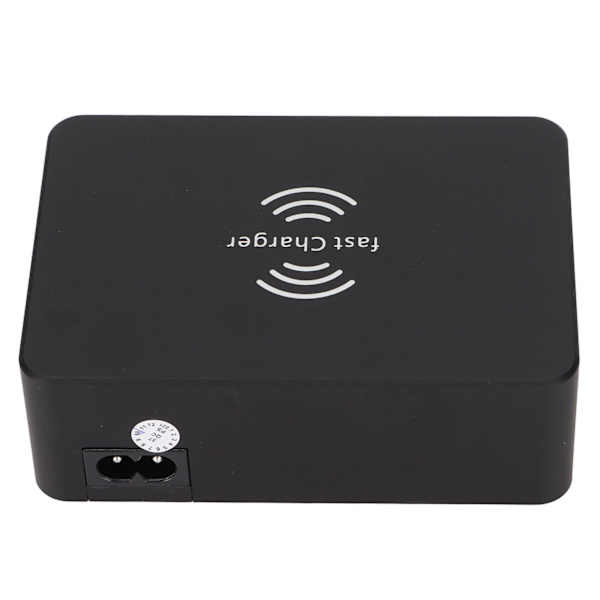 USB-telefonladingstasjon Blokk 40W 6 Port QC 3.0 Lading Hub Trådløs Lading Base med LCD-skjerm 100-240V