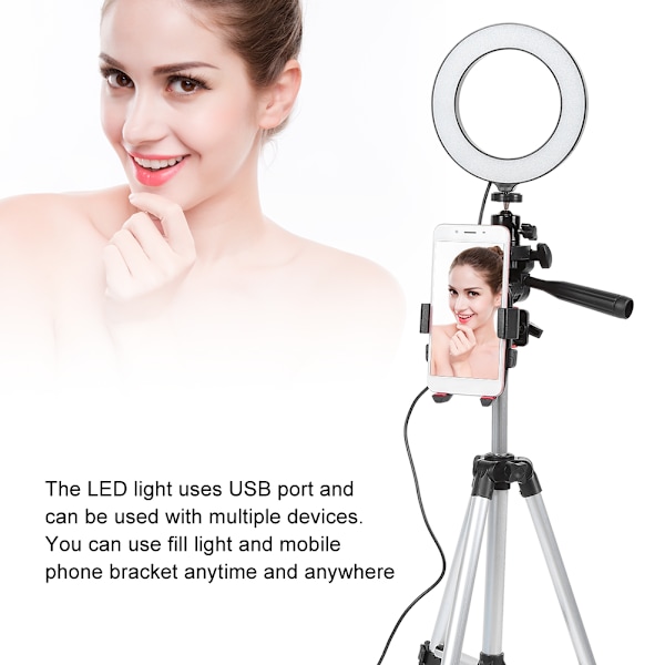 LED RingFill Lys Mobiltelefon Holder Mount Tripod til Makeup Live Video Shoot