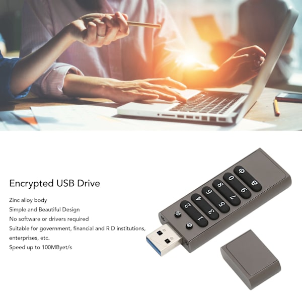 Krypterad USB-enhet Säker krypterad knapp USB3.1 100MByet/s Hög hastighet U Flash-enhet Lösenordsminne 128GB