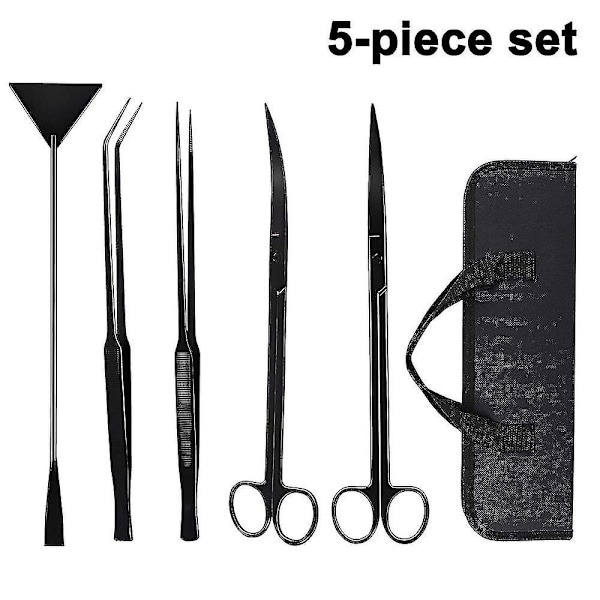 Bemästra din akvatiska domän: Akvarierengörare, brett användningsområde - Verktyg i rostfritt stål för omfattande akvarievård, 5 i 1-kit, silver,