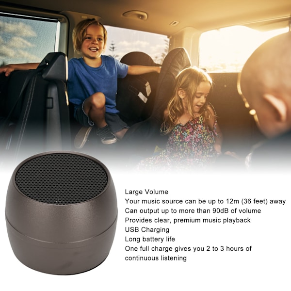 Mini Bluetooth-kaiutin IP67 vedenkestävä USB-lataus Sisäänrakennettu mikrofoni Kannettava langaton kaiutin suihkuhuoneelle autolle Tummanharmaa
