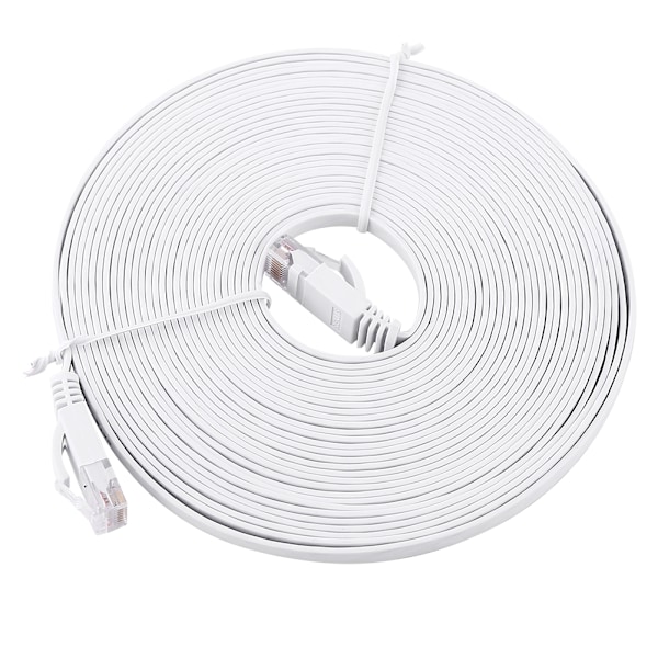 RJ45 CAT6 Ethernet nettverkskabel Flat LAN-kabel UTP Patch-ruterkabler 1000M Hvit 8 meter