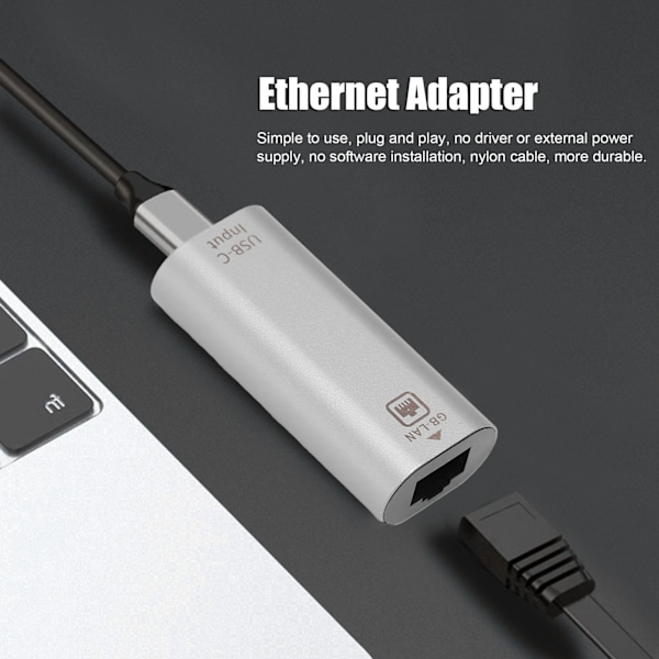 JORINDO Ethernet-sovitin Ei ajuria Käytä helposti TypeC-liitäntää USBC Ethernet-sovitin puhelimille Tietokoneet Tabletit