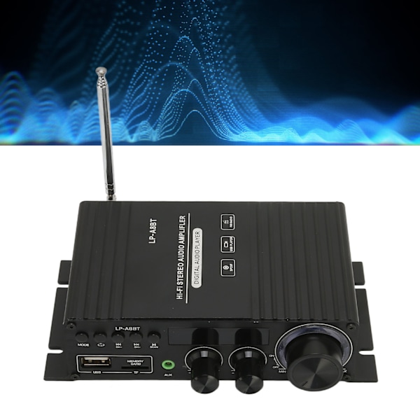 Bil Mini Audio Power Amplifier Bluetooth 5.0 2.0 Kanal Koaxial Dekodning Hög Låg Tuning med Fjärrkontroll