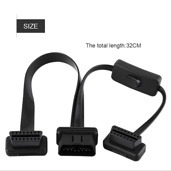 16-stiftshane till dubbla hon OBD2-splitter platt förlängningskabeladapter med switch