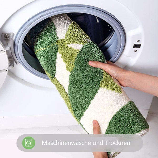 Ultramjuka Badrumsmattor, Vattenabsorberande Mikrofiber Lövmönstrad Badmatta Håller Fötterna Torra, Halkfri TPR-gummibaksida för Säkerhet, Maskintvättbar Snabbtorkande