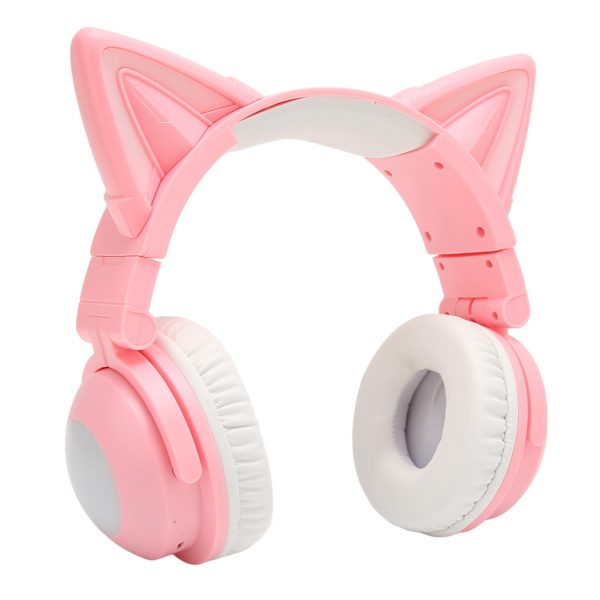 Kattøre Bluetooth-headset Stereo Søt Høy Følsomhet Innebygd Mikrofon Justerbar LED Barn Headset med 3,5 mm Kabel