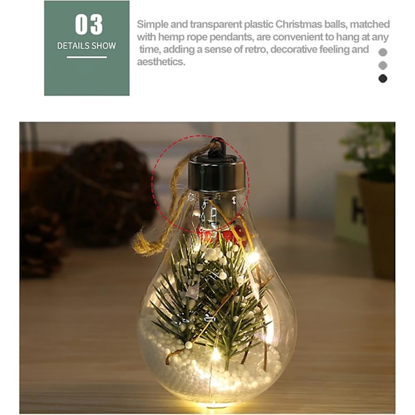 Globe Hängande Lampor, Simuleringsglödlampa Med Juteband & Kottar, Designade För Festliga Bröllopshängande Dekorationer (6st)