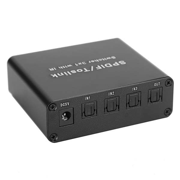 SPDIF/TosLink Switch 3x1 Växlingsenhet med Fjärrkontroll 3 in 1 ut Switch 100V‑240V UK-kontakt