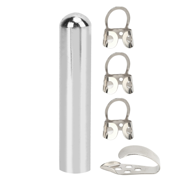 4 st fingerpicks 1 st tonbar metall rostfritt stål musikaliska tillbehör för elgitarr (silver)