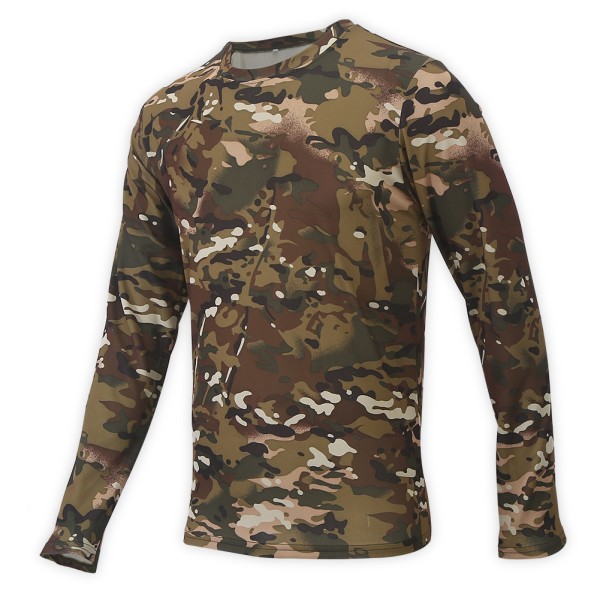 Herr Långärmad Rund Hals T-shirt Kläder för Camping Utomhussporter(L)