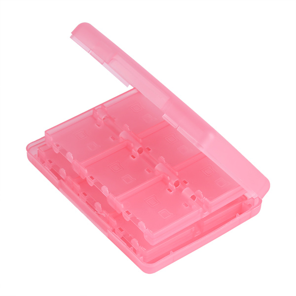 28 i 1 PP Plast Spelkort Fodralhållare Kassett Förvaringslåda för Nintendo 3DS DSL DSI LL Rosa
