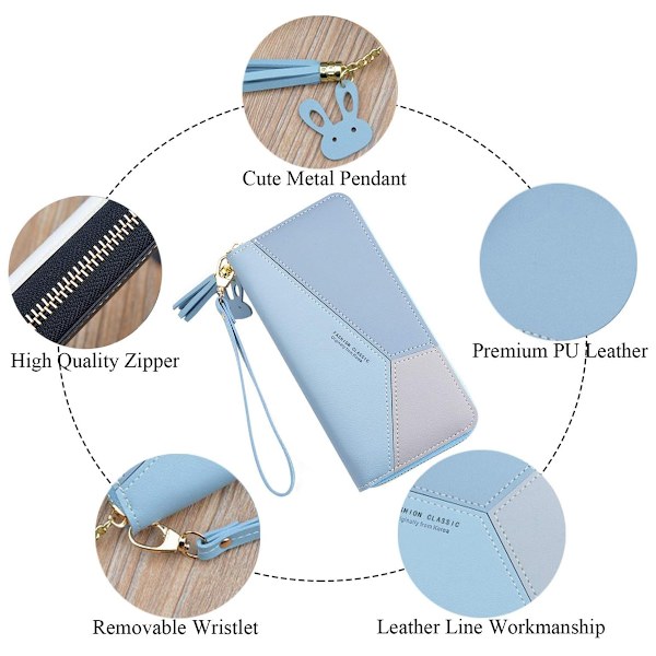 Plånbok Dam Stor Kapacitet Läder Designer Dragkedja, 19cm*9.5cm*2.5cm