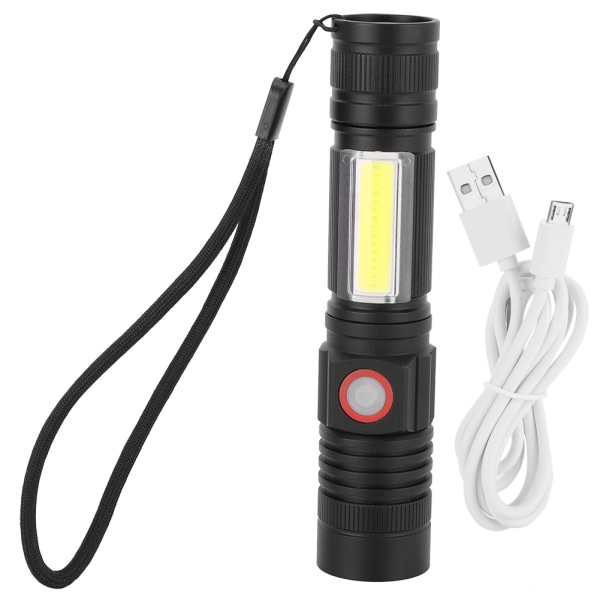 Hög ljusstyrka LED ficklampa aluminiumlegering vattentät COB ficklampa f