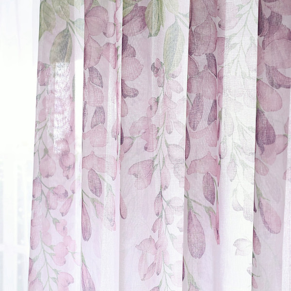 Polyester vindusgardin Valances Voile soverom stue dekor (lilla)