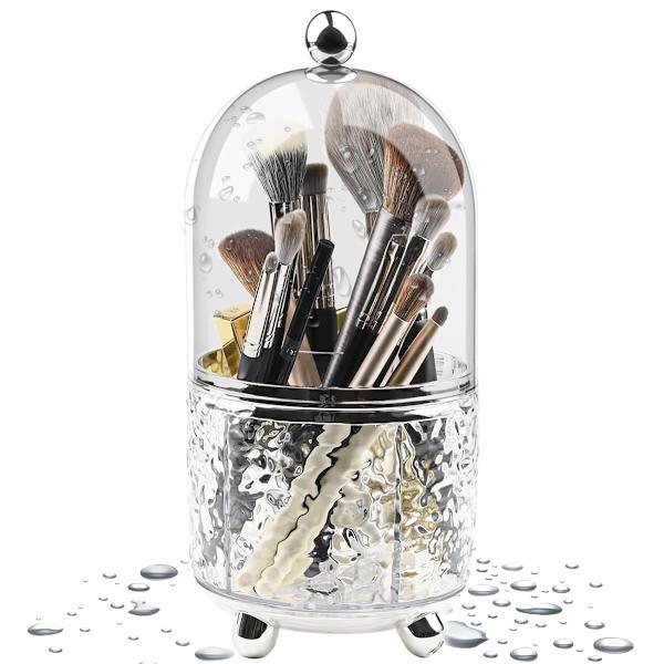Sminkborste organizer Swivel dammtät lock organizer box byrå hylla