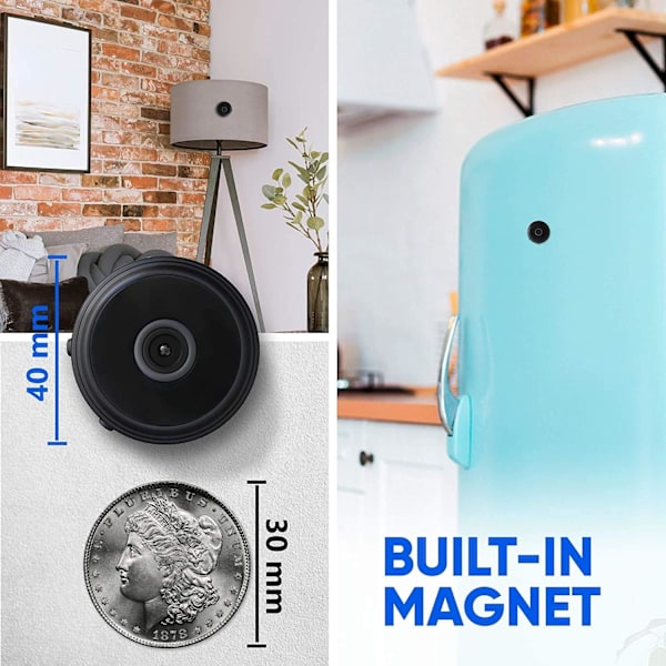 Kompakt Spionkamera, 1080P Full HD Mini Dold Trådlös WiFi-Kamera, Vidvinkelobjektiv För Fjärruppspelning, Kontinuerlig Drift, Non-Stop Loop