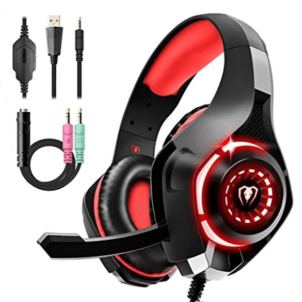Trådlöst Gamingheadset, Cool RGB-belysning för en fantastisk visuell upplevelse, Infällbart huvudband för personlig passform, Volymkontroll i mitten