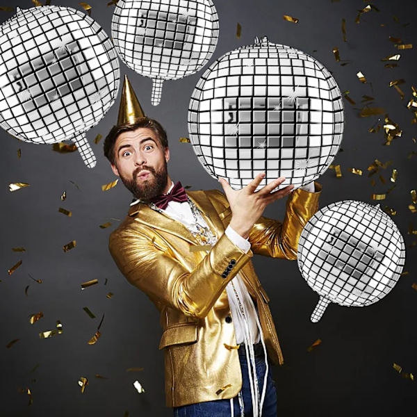 6-pack disco spegelfolie ballonger, 70-tal 80-tal retrofestdekoration