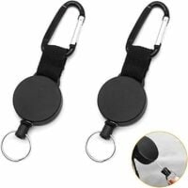 2 kappaletta avaimenperä avaimenperä laajennettava JoJo-lanyard teräsköydellä vedettävä korttipidike ID-pidike - vetoketju avaimelle ja hiihtokortin pidikkeelle housuille ja