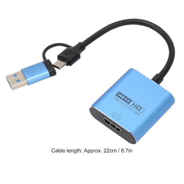 USB til HD Multimedia Interface Adapter Indbygget Flash Driver USB 3.0 til Windows10 11 7 8 til OS X 10.14