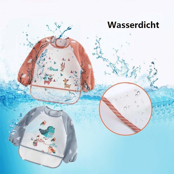 3 stk. Vandtætte Baby Bib Ærme Bib Vaskbar Bib Våd Beskyttelse 6-36 Måneder