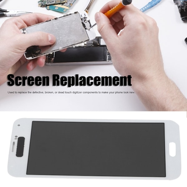 Skärmersättning LCD-skärm Touch Digitizer-enhet för Samsung Galaxy S5 Vit