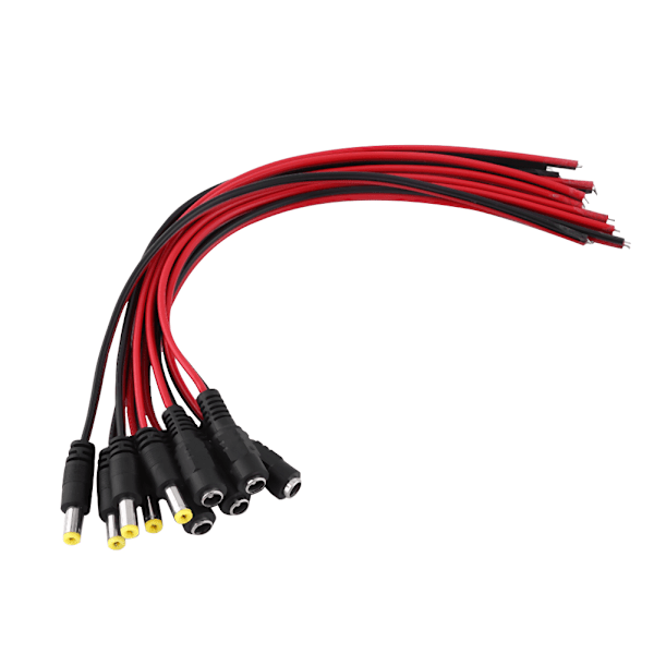 10PCS 12V CCTV Security Camera DC Male and Female Power Plug Cable Black and Red