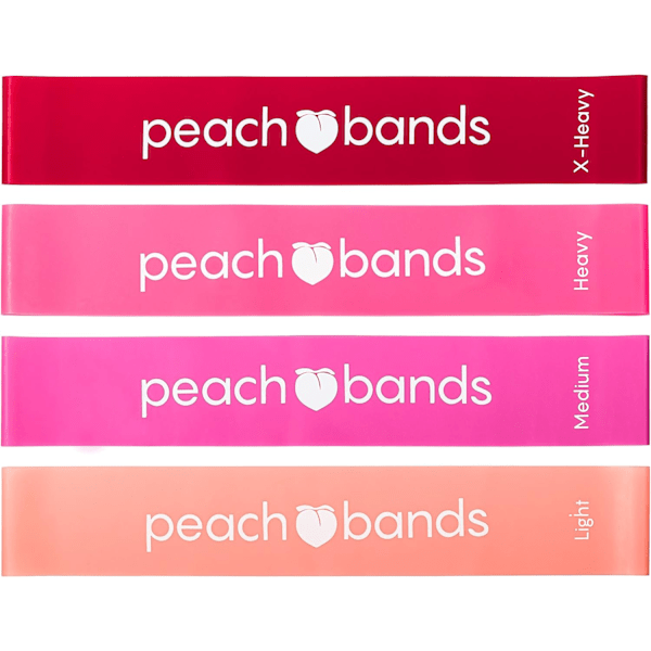 Latextillverkade stretchband för justerbart motstånd, portabel fitnessguide för rumpa och ben, fysioterapiband för träning hemma och utomhus (4-pack)