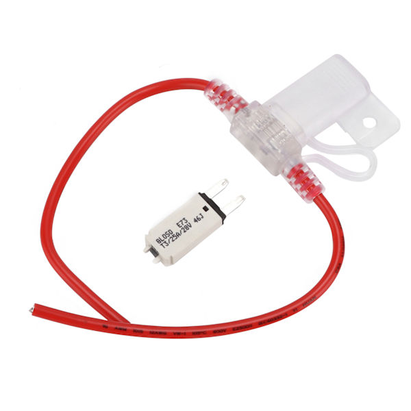 Sikringsholder med T3 manuel nulstilling sikringstråd 25Amp 12AWG 32V vandtæt klar skal til lastbiler RV Yacht