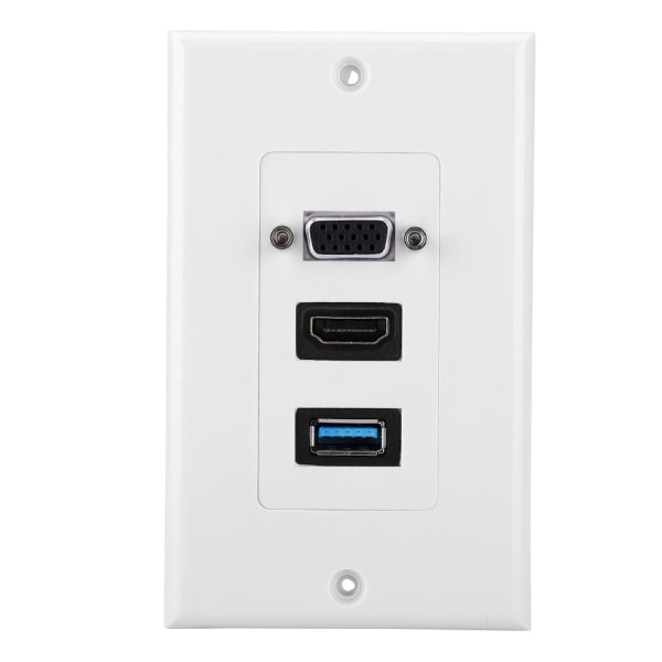 US 3-PORT VGA HDMI USB3.0 Socket Veggmontert Panel Adapter Veggkontakt
