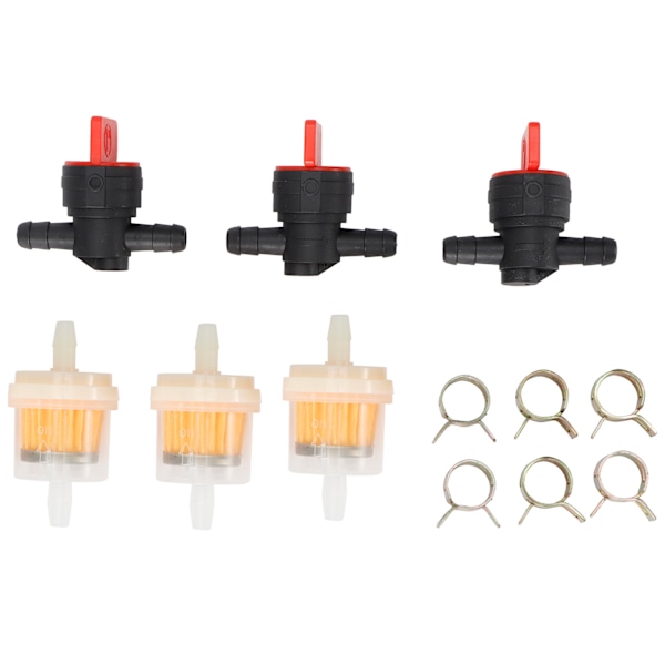 Förgasare Tillbehörssats, G1/4 Gasavstängningsventil & Inline Bränslefilter Paket, Förenklar Gräsklipparunderhåll, Högkvalitativ Plast