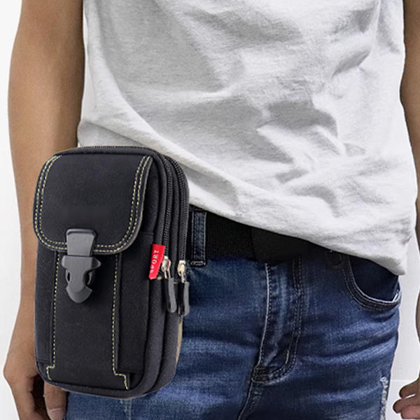 Kangaskännykkäpussi vyöllä pystysuora kännykkäkuori monitoiminen miesten crossbody-laukku