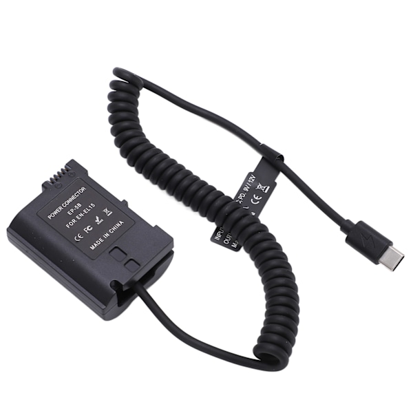 Type C fuldt afkodet dummy batteri powerbank med EN EL15 fjederkabel til D810 D850 Z5 Z6 Z6II Z7 Z7II kamera