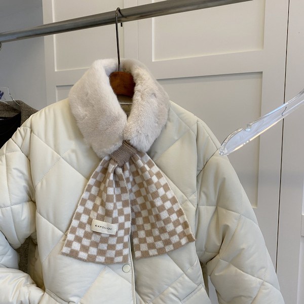 Dam Varm Fuskpäls Halsduk med Prickar för Höst och Vinter, Dragen Halslinje, Varm Halsduk, Falsk Krage Style 3