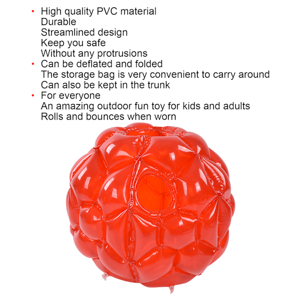 Oppustelig Bumper Ball 23,6 tommer Foldbar Bærbar Body Bubble Ball til Familiespil Sammenkomster Grillfester Fødselsdage