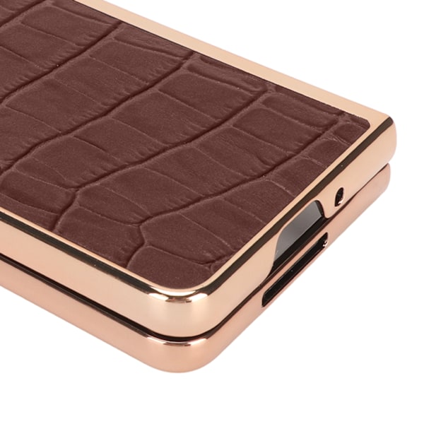 Telefonskal skyddande fodral för Samsung Galaxy Z Fold 4 Nano Plating Krokodil mönster äkta läder reptåligt brunt