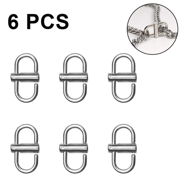 6 stk. justerbare metallspenner for kjedeveskestropp, kjedelenker Tiny Clip for å forkorte lengden på metallkjede