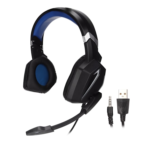 Gaming-hodetelefoner med stereolyd, RGB-lys, minneskumøreputer, 3,5 mm USB-kabel, over-ear-headset med mikrofon for PS4, PC og mobiltelefon