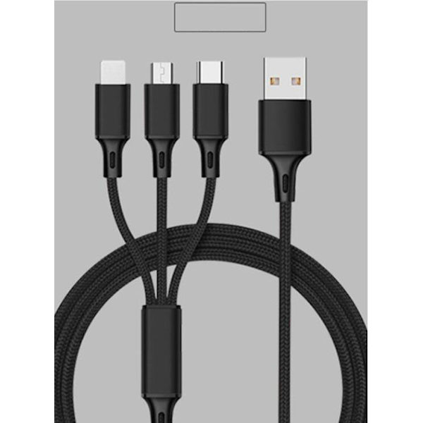 3 i 1 multifunktions opladningskabel til ios & Android & Type-c