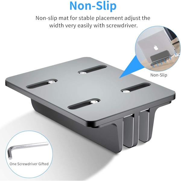 Innovativt Dubbelspårs Vertikalt Laptopställ, Premium Sandblästrad Aluminiumlegering Skrivbordshållare För Alla Enheter Upp Till 17,3 Tum - Optimerar Utrymme