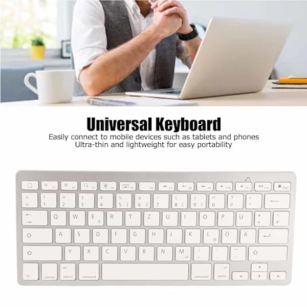 Trådløst tastatur, bærbart, universelt, slankt, stille, trådløst Bluetooth-tastatur, tysk tastatur for IOS, Android og Windows