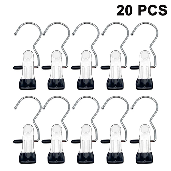 20 st Boot Hanger Clips, Tvättkrok Hängande klädnålar Rostfritt stål Galge Håll Clips för strumpor, handdukar, underkläder, hattar, halsdukar, handdukar, byxor