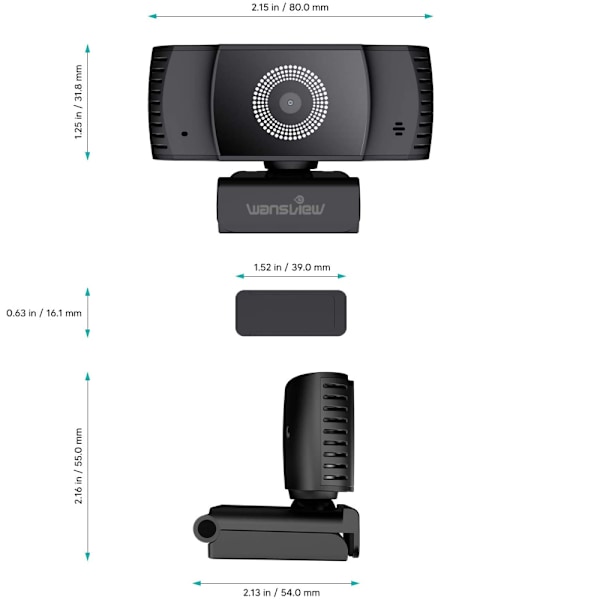 Wansview webbkamera med mikrofon, 1080P autofokus webbkamera för PC och bärbar dator med lock, USB 2.0 Plug & Play, för livestreaming, Zoom, videosamtal,