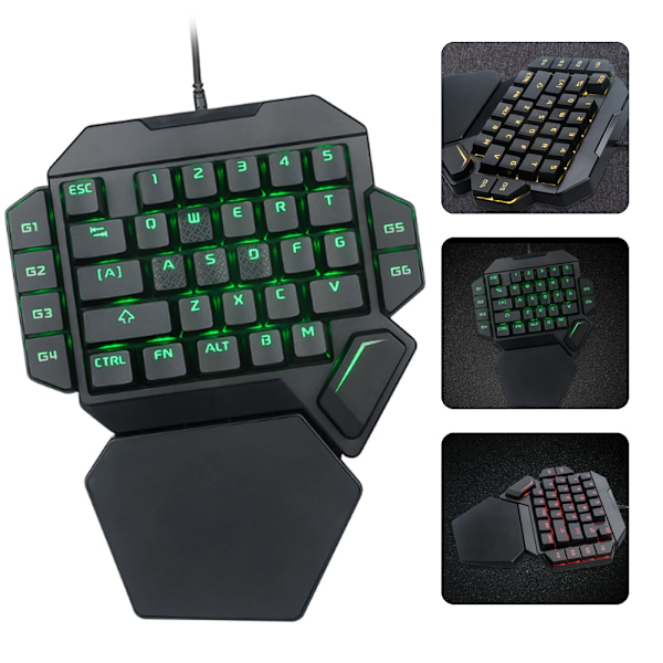 Enhands tangentbord RGB Blacklight mekaniskt tangentbord med makrodefinitionsfunktion