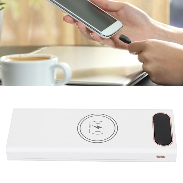 L10 10x18650 DIY Power Bank 22.5W Nopea lataus 15W Langaton lataus Akun kotelo LCD-näytöllä ja Micro Type C -tulo Valkoinen