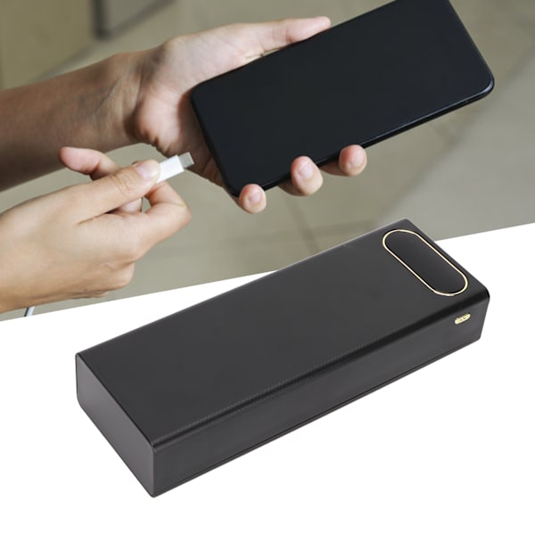 L20 18650 Batteriholder 10W DIY Mobil Powerbank Etui Bærbar Batterilader med LCD-skjerm for 20 Batterier Svart