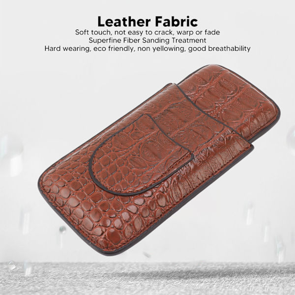 3 Finger Cigar Etui Kunstig Læder Blød Anti Fade Åndbar Rejse Cigar Humidor med Lomme