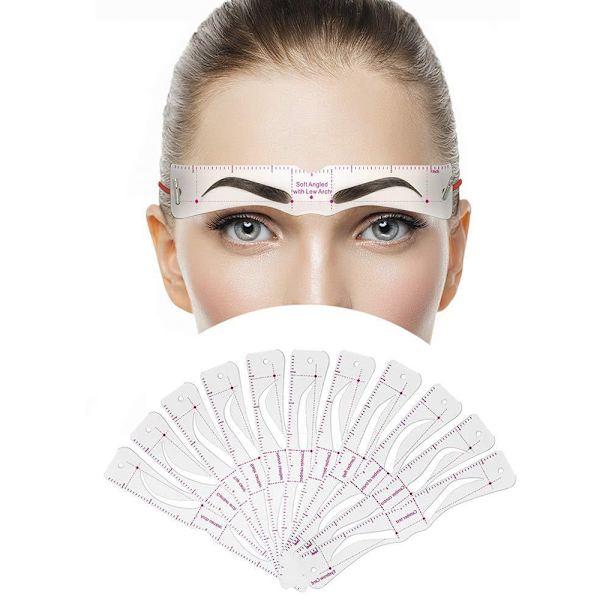 Øjenbrynsskabelon, 24 øjenbrynsformere, genanvendelig øjenbrynsskabelon med strop, 3 minutters makeup, velegnet til begyndere